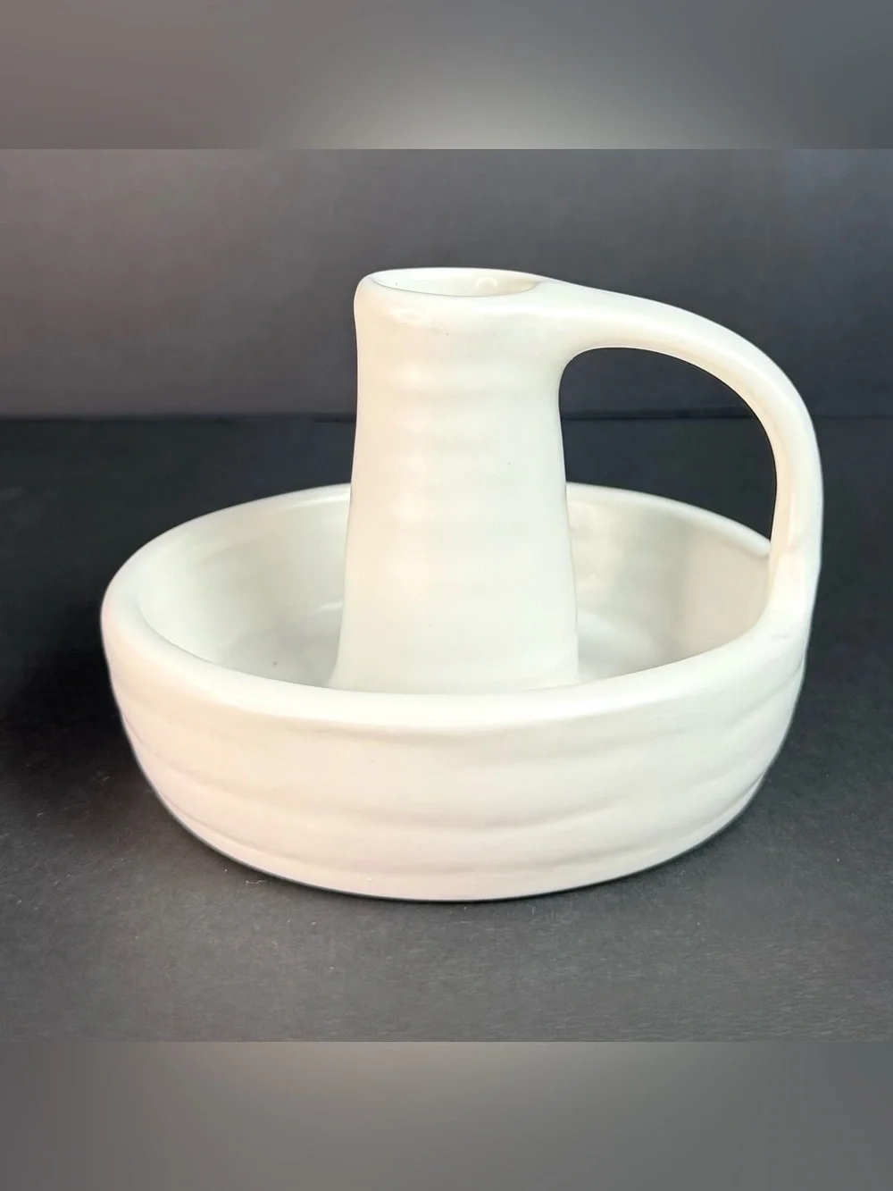 IKEA GODTAGBAR Candlestick Candle Holder with Handle Ceramic White 8 cm 3